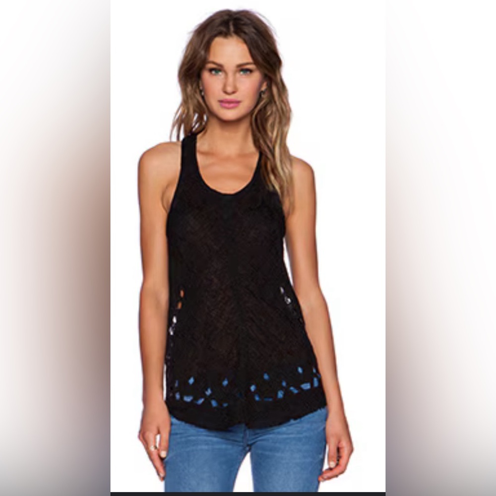 Black IRO Dolly tank EUC with embroidered cut-out details size 36/medium